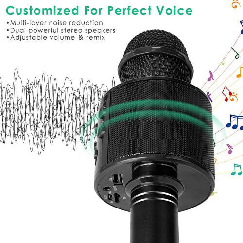 Ασύρματο μικρόφωνο καραόκε Bluetooth για παιδιά και ενήλικες – Φορητό ηχείο 5 σε 1, 1