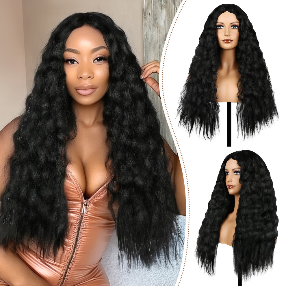 Zhouq-Outdoors (Black) Heat Resistant Curly Wigs For Girls - 50 Chars
