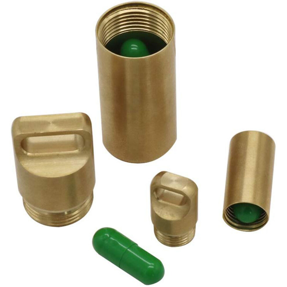 3pcs Brass Waterproof Pill Box Keychain Set, Travel & Outdoor Survival