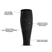 Breathable Calf Sleeves for Sports Soccer Basketball Tennis M/L/XL Black