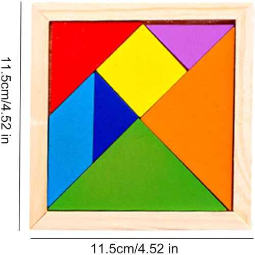 Ξύλινο παζλ Tangram Pyaiiner - Γρίφος Λογικής - Πολύχρωμα Εκπαιδευτικά Παιχνίδια - 2