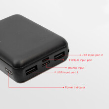 10000mAh Powerbank 5V 2,1A Dual USB für beheizbare Jacke Schwarz