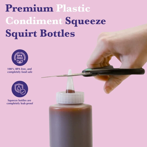 6Pack Empty Condiment Squeeze Bottle 16 oz Plastic Ketchup Liquids Bottles 2