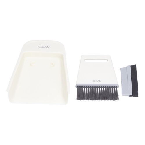 Mini Manual Dustpan & Brush Set, ABS+PET+EVA, White 2