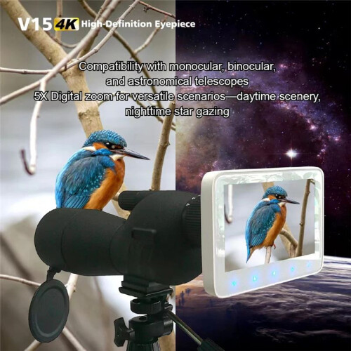 Gravador de Ocular Eletrônico com Tela de 5 Polegadas e Zoom Digital de 5x, Telescópio Astronômico para Observação de Pássaros Lunares 1