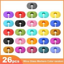 26Pcs Wine Glass Charms Tags, Plastic Wine Glass Drink Markers for Bar Party Martinis Cocktail