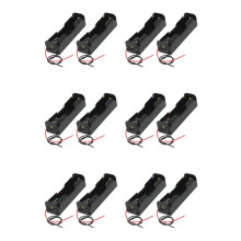 12 Pcs Black 18650 Flat Tip Batteries Battery Holder Case W Wire Leads
