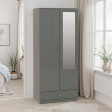 Denver 2 Door 1 Drawer Wardrobe Grey Gloss