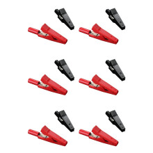12X Insulated Alligator Clip Connector Clamp Testing Probe Red+Black