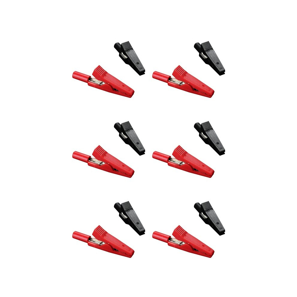 12X Insulated Alligator Clip Connector Clamp Testing Probe Red+Black 6031910651253