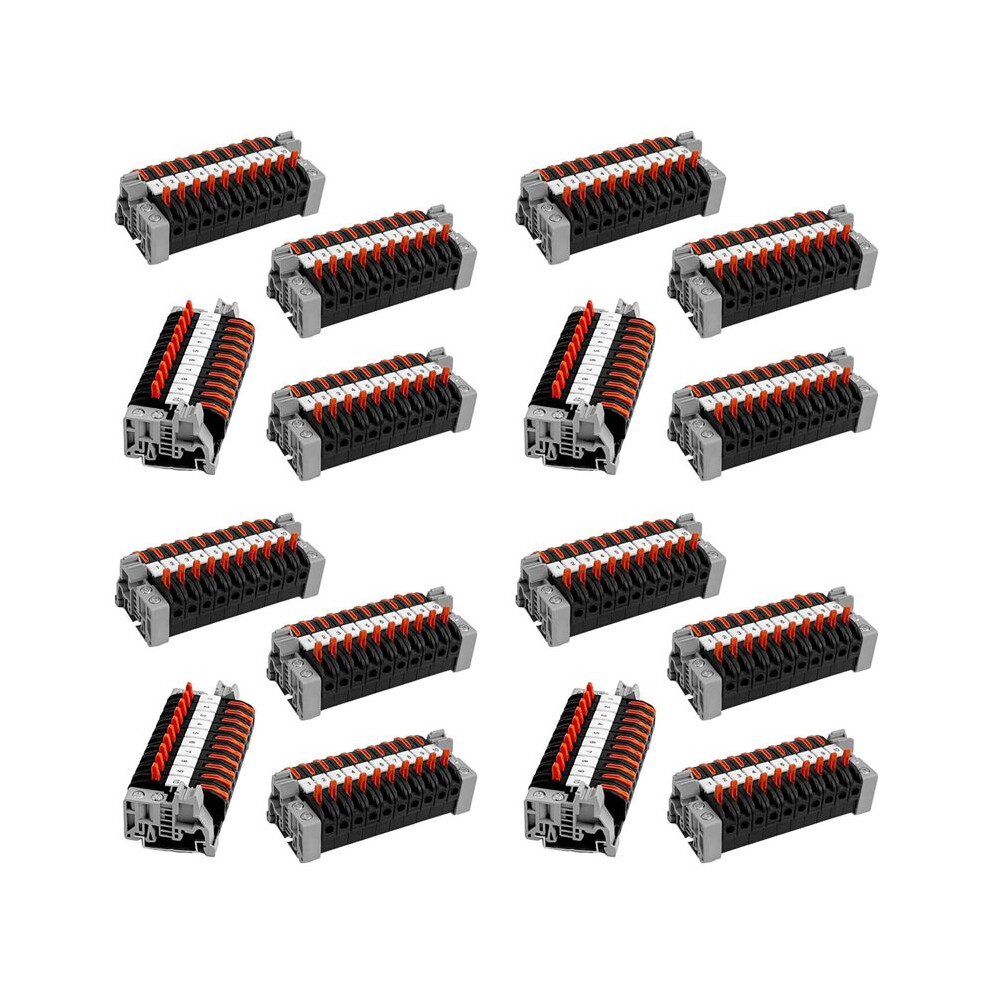 Pack Of 160 Din Rail Terminals,0.08-4 Mmâ² Pct-211 Din Rail Terminals,Black Terminal Block Kit 6033605875531