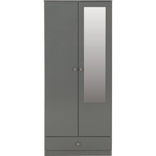 Seconique Denver 2 Door 1 Drawer Wardrobe Grey Gloss 1