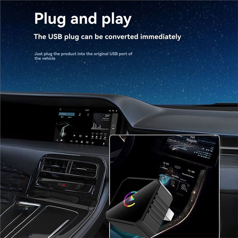 2in1 Wireless Carplay Android AUTO AI Box Voice+WiFi & BT5.0 USB ...