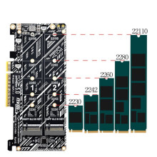 PCIEX8 PCIE5.0 Dual NVMe M.2 M-Key Array Expansion Card PCIe Splitter Card for 2230/2242/2260/2280/22110 SSD