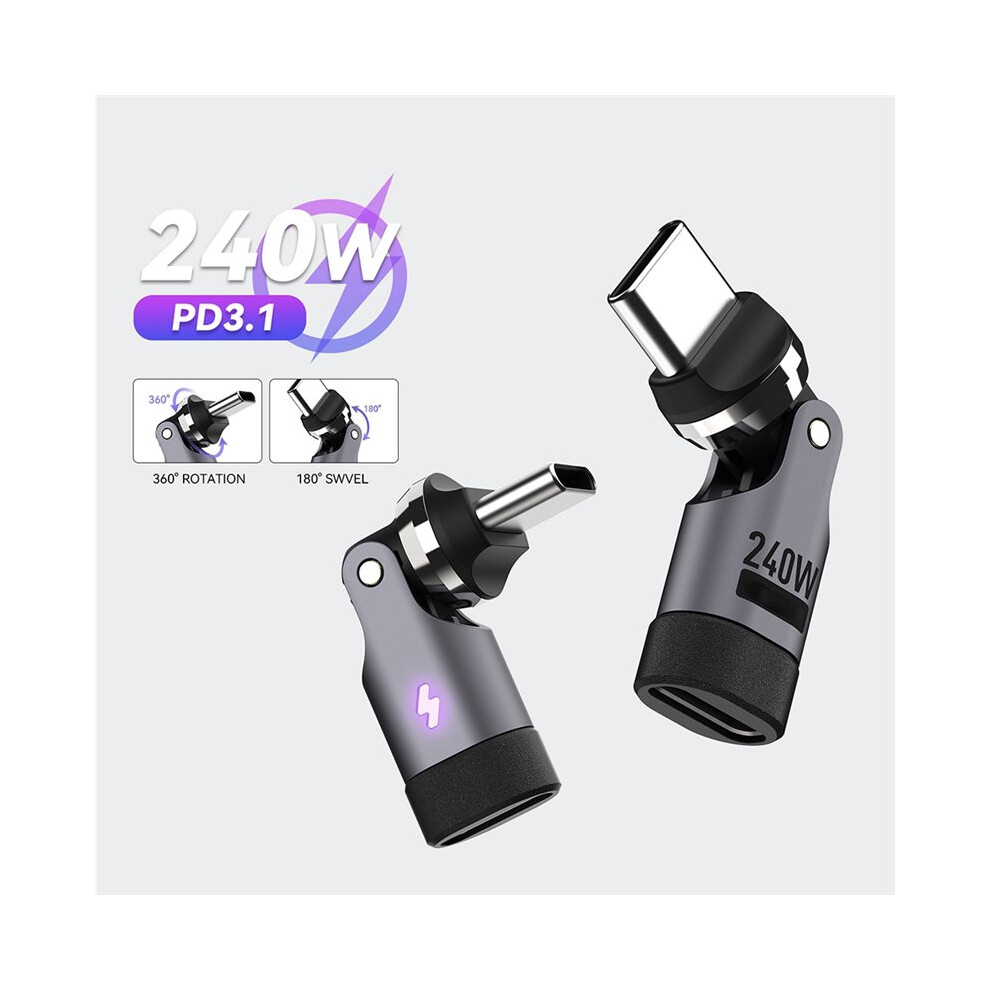 240W Type C Cable Short Usb C Cable Fast Charging Cord With 540-Degree Adapter For 17 Bag Accessories 6032848741887