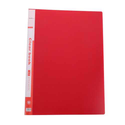 Porte-Documents Plastique Rouge Grand Volume Poche Transparente