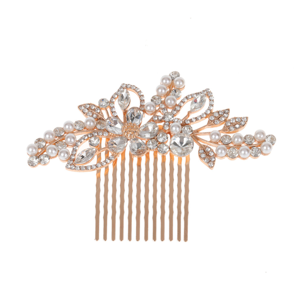 Creation-3C (Gold) Sparkling Rhinestone Hair Comb For Gown Hairstyles