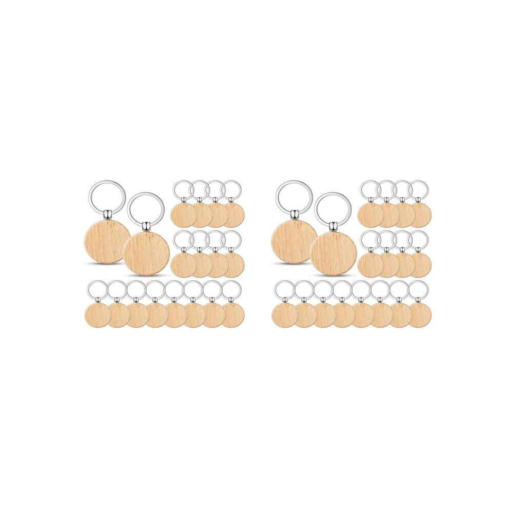 200Pieces Wooden Keychain Blanks Bulk Round Wood Engraving Blanks Unfinished Wooden Key Ring Key Tag B 6031441831827