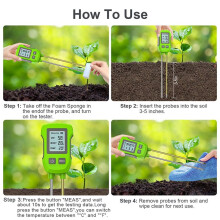 2pcs 3 in 1 Soil Tester PH/Moisture/Temp Digital LCD Meter Heat-Resistant Metal Sensor Monitor for Flower Plants