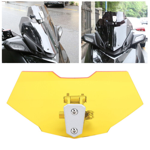 Adjustable Motorcycle Windshield Extension, Acrylic, 218x110mm Yellow