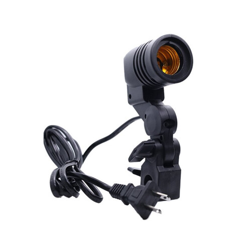 2pcs 1.8m E27 Photography Light Lamp Holder with AC Socket Umbrella Holder and Bulb Mount US Plug 1