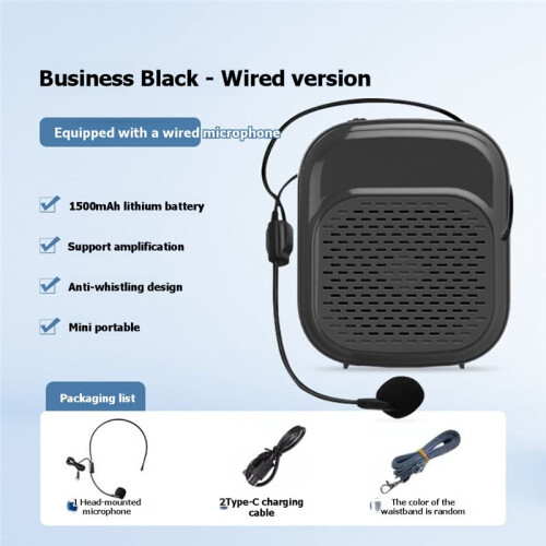 Portable Amplifier with Headset Microphone for Teachers' Classroom Instruction High-Volume Portable Amplifier Black 1