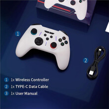 Wireless Gamepad for 2 NS/PC/Android/IOS,Hall Effect Trigger Gaming Controller with Six Axis Motion Sensing Black