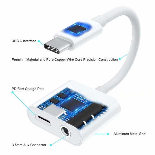 USB-C to 3.5mm Audio Adapter with Charging Pass-Through 1