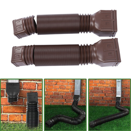 Flexible Gutter Downspout Extension 21-58in Brown Drain Pipe