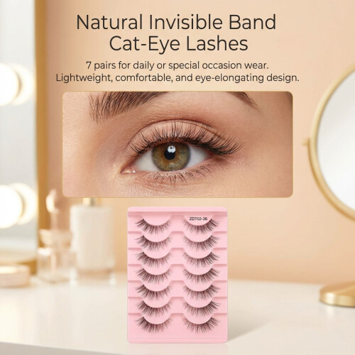 (ZDT02 36) 7 Pairs Transparent False Eyelashes, Lightweight 2