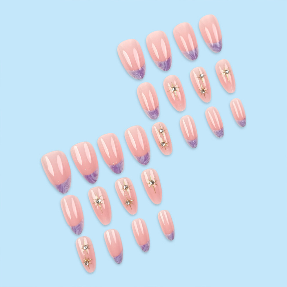 Roc-Electron Pink 24Pcs French Tip Fake Nails, Salon Supply