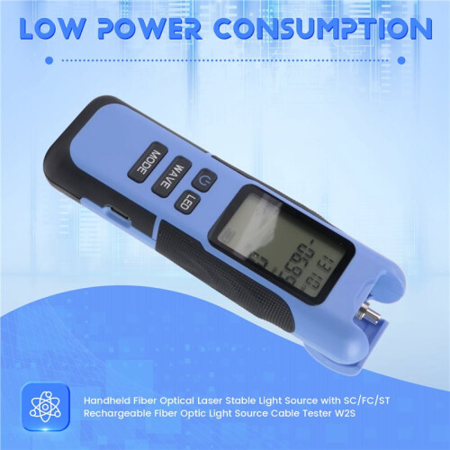 Handheld Fiber Optical Laser Stable Light Source with SC/FC/ST Rechargeable Fiber Optic Light Source Cable Tester W2S 2