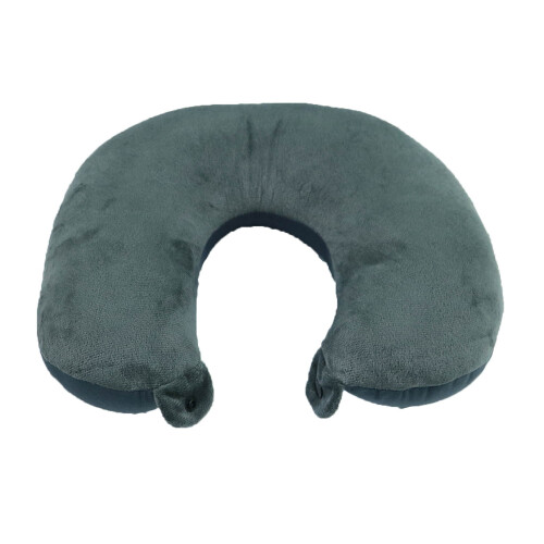 (Grey) Travel Pillow with Buckle, Soft U-Shaped Neck Support 1