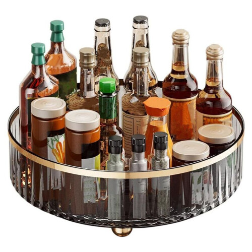 1pcs Round Plastic Clear Rotating Container Bins for Cabinet Pantry Kitchen Countertop Refrigerator