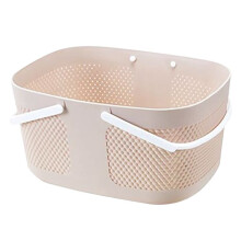 Shower Basket, Large Capacity Thickened Plastic Organizer Storage Tote with Handles Drainage Toiletry Bag Bin Khaki
