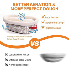 Bread Proofing Basket ,Round & Oval Cotton Rope Sourdough Bread Baking Supplies Proofing Bowls with Liners & Covers