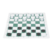 Portable PU Leather Checkers Set for Kids & Adults, Green, 35cm