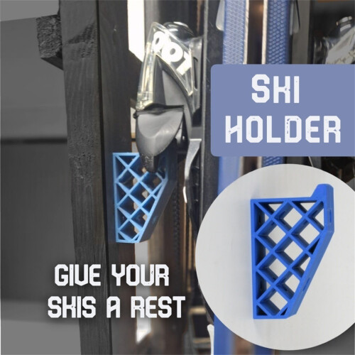 (Ski Wall Mount, Blue Small) Ski & Snowboard Wall Mount - Durable Storage Rack