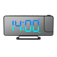 Projection Alarm Clock 7.4" LED Mirror Display RGB Light with USB C, Black