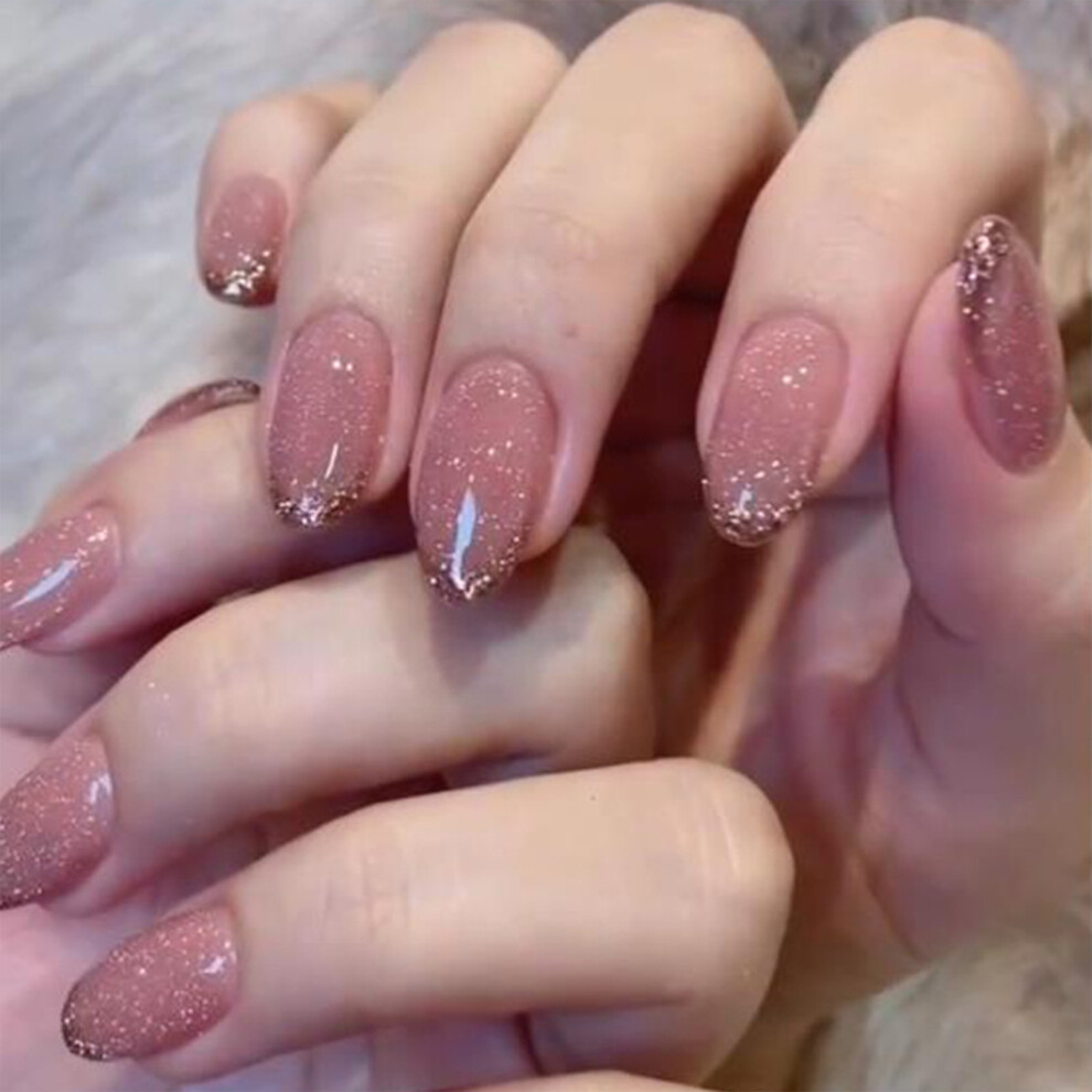Reach-Tools (Jelly Glue Model) Golden Shimmer Fake Nails - Easy Peel Off For Nail Art