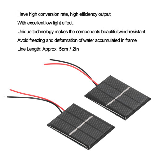 Poly Silicon Solar Modules 2Pcs 43x55mm 0.4W 1.5V Micro Mini Power Cells 2