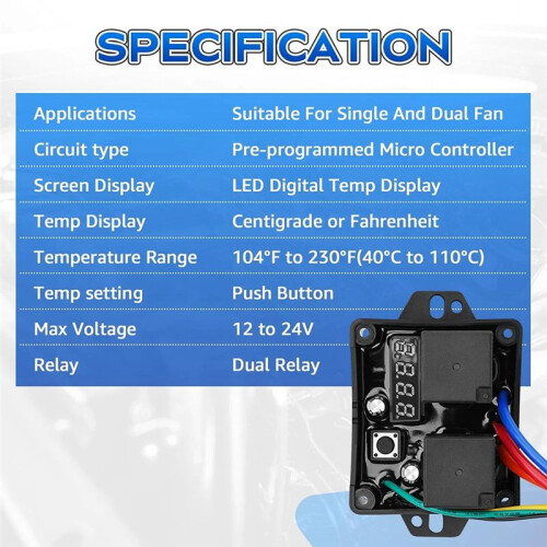 Digital Adjustable Thermostat Radiator Fan Temperature Controller -0444 2