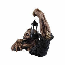 Horror Zombie mit LED-Laterne Resin Gartenzwerg 30cm Outdoor Garten Dekoration