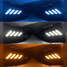 LED Daytime Running Light for Altima Teana 2024 2025 DRL Turn Signal Light Fog Lamp, White+Yellow+ Light