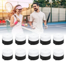 10 Pcs White PU Tennis Racket Grip Tape Anti-Slip Sweat Absorbent Overgrips
