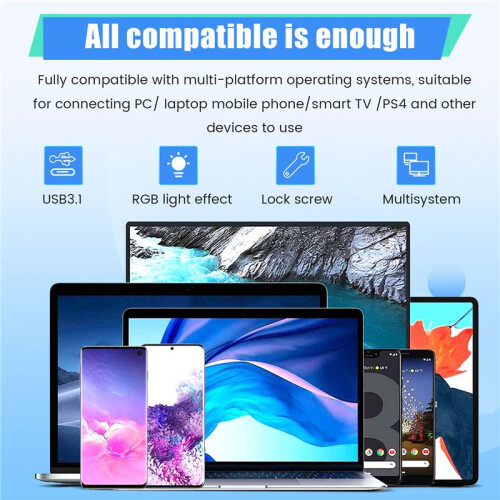 M.2 SSD HDD Enclosure NGFF RGB Cool Light Multi-Function Convenient HDD Enclosure 1