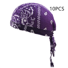 (Purple, 10pcs) Pirate Hat Adjustable Cotton Cap for Men & Women