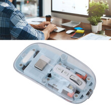 Transparent 2.4G/BT Wireless Mouse with 6 Buttons, Rechargeable, Blue