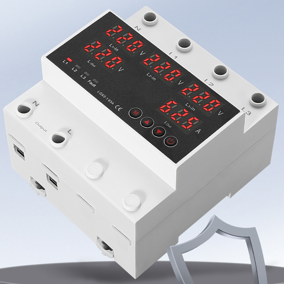 63A Automatic Transfer Switch 3P4w Led Display, Adjustable Voltage Protector 7601390995179