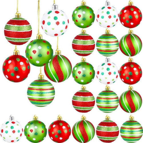 48 Enfeites de Bola de Árvore de Natal de 2,4 Polegadas, Decorações de Plástico Brilhantes para Pendurar para Decoração de Natal 1